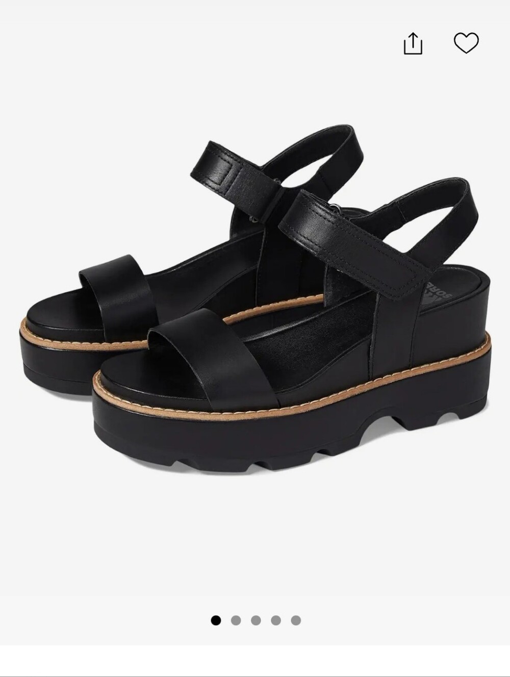 SOREL Joanie Black IV Y Strap Wedge Sandal 7